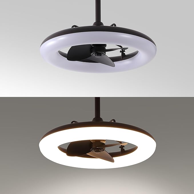 OVAL AIR AIR8001A Piero 21.5" Contemporary Minimalist 6-Speed Metal Mobile-App/Remote-Controlled Dimmable Smart Integrated LED Ceiling Fan Bedroom, Living Room, Dining Room, Deep Espresso Bronze