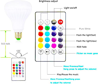 LED RGB Bulb Light Smart Bluetooth Music Speaker Changing Color Lamp Shower Head with Remote for Living Room Bathroom
