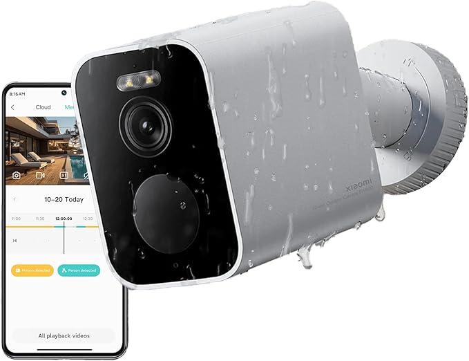 XIAOMI Outdoor Camera BW500: 2.5K Battery Security Camera Wireless with Color Night Vision, Optional Solar Panel, IP67 Weatherproof, 136° Wide View Home