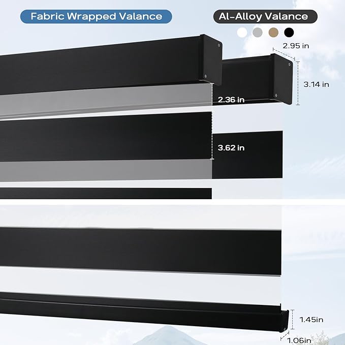 Motorized Zebra Blinds Works with Alexa Smart Home Dual Layer Window Shades Remote Roller Blinds Electric Horizontal Window Blindsfor Home Office，Customized Size (70% Shading - Luxury Black)