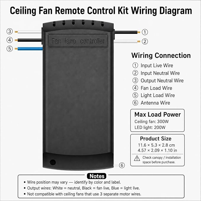 QIACHIP Upgraded WiFi Universal Ceiling Fan Light Remote Control Kit with Mute, Timing Function, Wireless APP Controllor Compatible for Alexa 2 Pack