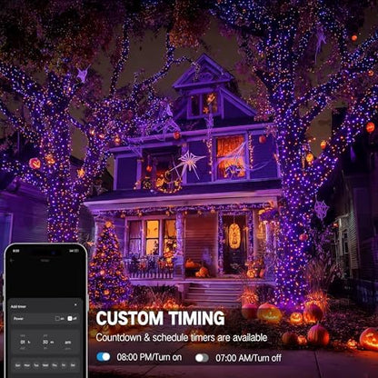 ODEETRONIC Smart Purple Orange Halloween Lights, 98 ft 300 LED String Light