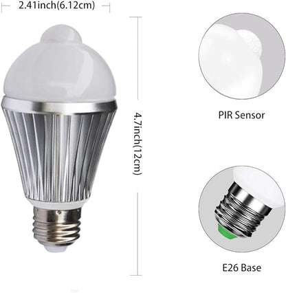 KLED Motion Sensor Light Bulbs, 7W 600 Lumen, Smart LED Light Bulbs, PIR Built-in, Motion Activated Dusk to Dawn Light Bulb Night Lights for Hallway Porch Garage Basement (Warm White)