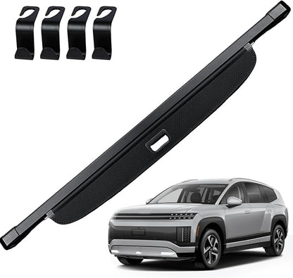 AUXKO Retractable Cargo Cover for 2026 Hyundai Ioniq 9 with 4PCS Car Headrest Hooks, Trunk Cargo Cover Luggage Security Shade Cover Shielding Shade Anti-Peeping Luggage Privacy Screen, Carbon Fiber