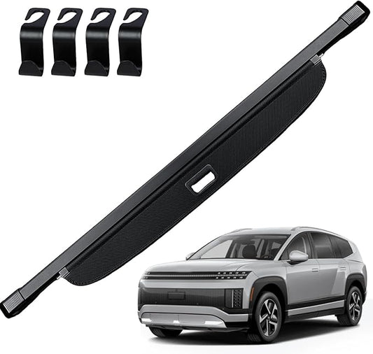 AUXKO Retractable Cargo Cover for 2026 Hyundai Ioniq 9 with 4PCS Car Headrest Hooks, Trunk Cargo Cover Luggage Security Shade Cover Shielding Shade Anti-Peeping Luggage Privacy Screen, Carbon Fiber