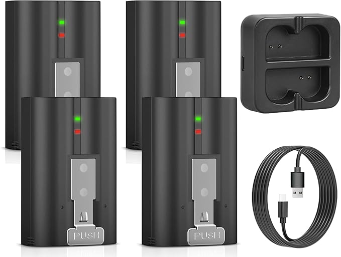 YUELAN 4-Pack 6040mAh Replacement Ring Battery with Charger Station for Ring-Video Doorbell 2/3/4/Plus/Pro, Spotlight Camera & Stick Up Cam Indooor & Outdoor (4-Pack)