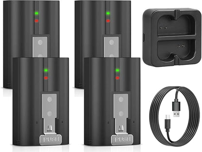 YUELAN 4-Pack 6040mAh Replacement Ring Battery with Charger Station for Ring-Video Doorbell 2/3/4/Plus/Pro, Spotlight Camera & Stick Up Cam Indooor & Outdoor (4-Pack)