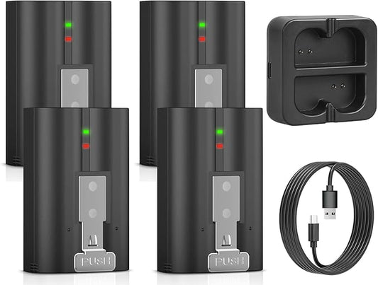 YUELAN 4-Pack 6040mAh Replacement Ring Battery with Charger Station for Ring-Video Doorbell 2/3/4/Plus/Pro, Spotlight Camera & Stick Up Cam Indooor & Outdoor (4-Pack)