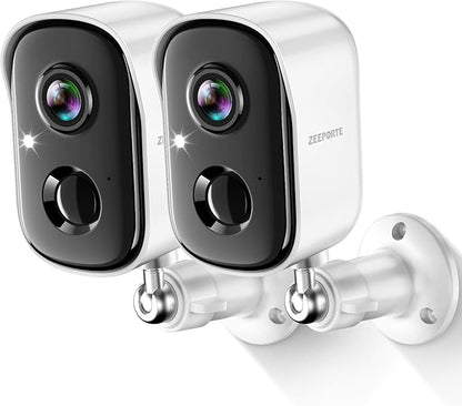 Security Cameras Wireless Outdoor, 2K Cameras for Home Security with Color Night Vision, SD/Cloud Storage,Longer Battery Life, Weatherproof, AI Motion Detection, Spotlight Siren Alarm（2 Pack）