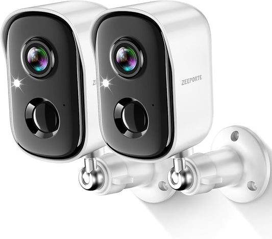 Security Cameras Wireless Outdoor, 2K Cameras for Home Security with Color Night Vision, SD/Cloud Storage,Longer Battery Life, Weatherproof, AI Motion Detection, Spotlight Siren Alarm（2 Pack）