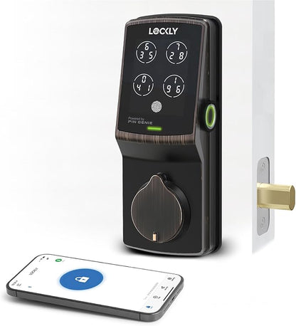 Lockly Secure Pro Bluetooth Smart Door Lock, Keyless Entry with PIN Genie® Digital Keypad, 3D Biometric Fingerprint Sensor Front Door Lock Deadbolt, Voice Control & Auto Lock - Deadbolt Edition