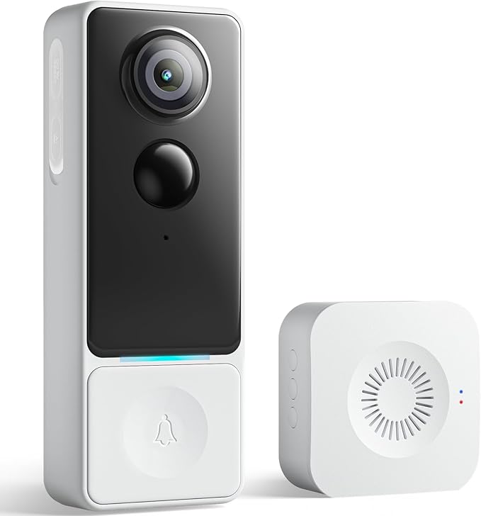 3MP Camera Doorbell Camera Wireless Video Doorbell 2K HD- No Subscription Required, Free Human Motion Detection, Package Detection, Battery Powered, Works with Alexa &Google Assistant,2.4GHz WiFi Only