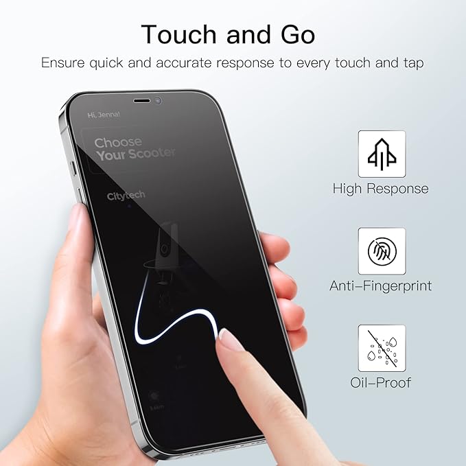 JETech Privacy Full Coverage Screen Protector for iPhone 12 Pro Max 6.7-Inch, Anti-Spy Tempered Glass Film, Edge to Edge Protection Case-Friendly, 2-Pack