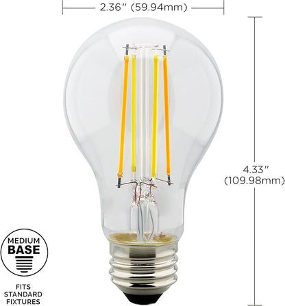 Satco S11250/04 Starfish Tunable White WiFi Smart LED Light Bulb, Works with Siri, Alexa, Google Assistant, SmartThings, Clear, A19, 4 Pack