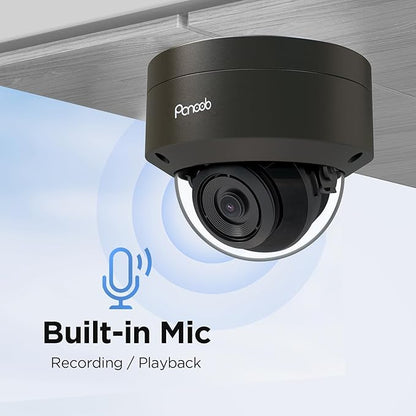 5MP PoE IP Outdoor/Indoor Vandal Proof Dome Camera, 2.8mm 110°Wide Angle, H.265 Security IP PoE Camera, 100ft IR Night Vision, IP66 IK10 Resistance, AI Human Detection, PD54BA3-5M (Not PTZ)