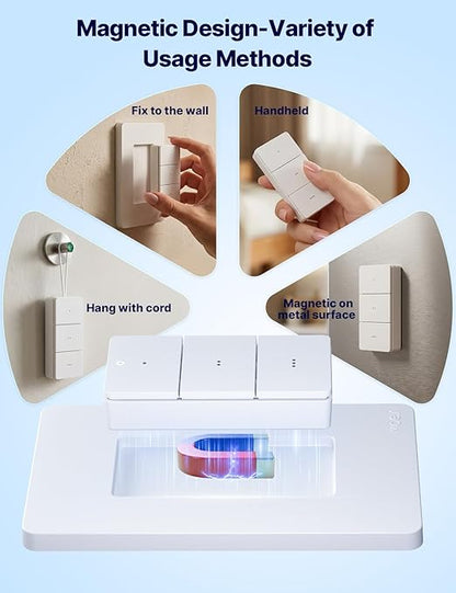 MOES ZigBee Smart Scene Switch, Wireless Remote Control for Smart Home - 3 Button 9-Action DIY Scene Controller, Magnetic Wall Mount or Handheld, 365-Day Battery, No Wiring Required