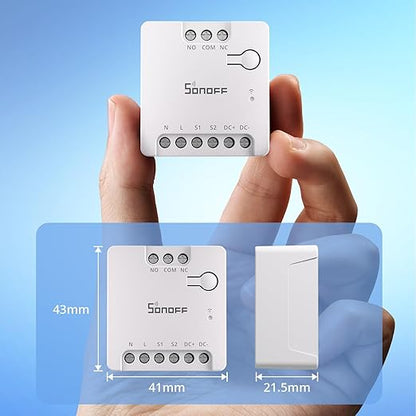 SONOFF WiFi MINI-D Smart Switch with Matter,Home Automation,Dry Contact Output,Supports AC or DC Input,Compatible Alexa & Google Home,for Garage Doors,Boilers,DC Low Power Motors/Solenoid Valves