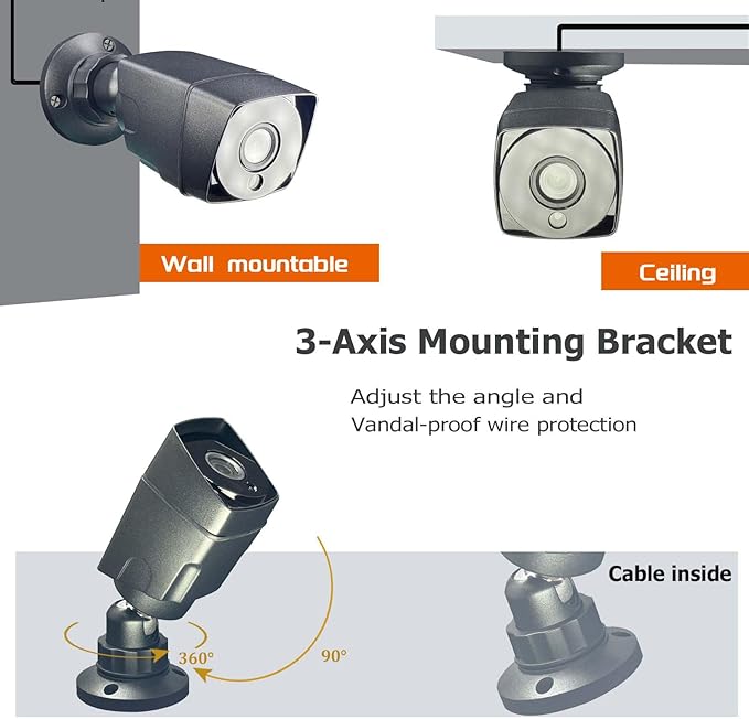 Analog CCTV Camera HD 1080P 4-in-1 (TVI/AHD/CVI/960H Analog) 2MP Security Camera Outdoor Metal Housing, 6 IR-LEDs True Day & Night Monitoring 3.6mm Lens