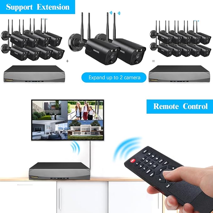 (2026 Update) Wireless WiFi Outdoor Security Camera System with Dual Antenna Cameras, 55% Stronger Signal, 130° Wide Angle, 65ft Night Vision, 2-Way Audio, No Monthly Fee, Home NVR Security System