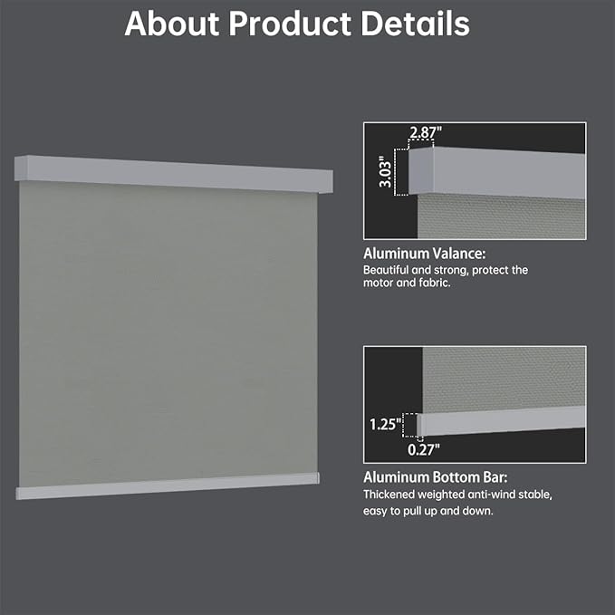 Motorized Blinds with Remote, Blackout Smart Blinds for Windows Automatic Roller Shades Compatible with Alexa, Motorized Shades Customized for Bedroom Home Office (Blackout-Vinyl Light Grey)
