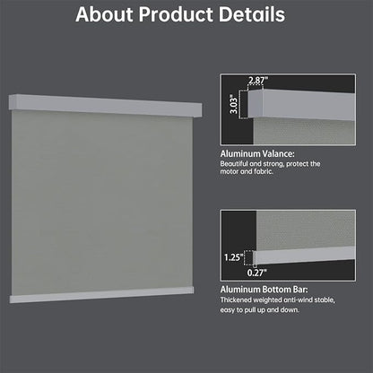 Motorized Blinds with Remote, Blackout Smart Blinds for Windows Automatic Roller Shades Compatible with Alexa, Motorized Shades Customized for Bedroom Home Office (Blackout-Vinyl Light Grey)