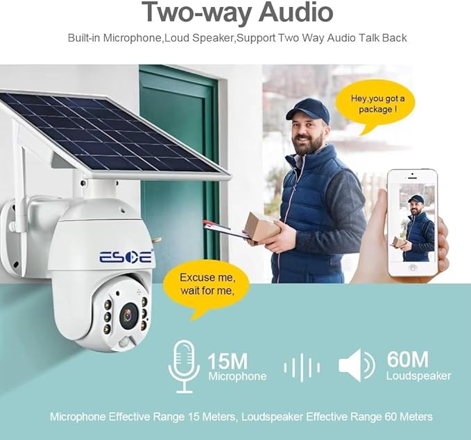 UBOX APP 2MP WiFi 4G Solar PTZ Camera IP Surveillance 1080P 4G Wireless Panel Battery Power CCTV Solar Camera (1920 x 1080,WiFi)