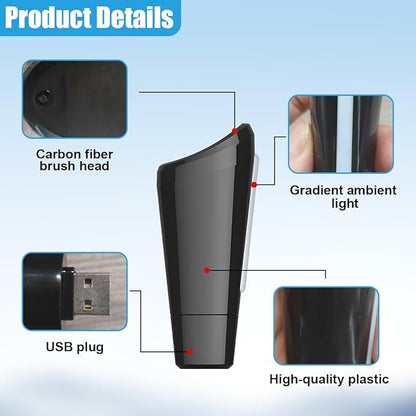 Car Air Cleaner Ionizer, Plug-in Auto Air Freshener With Ambient Lighting, Portable USB Vehicle Odor Eliminator for Removing Smoke, Pet and Food Odors, Dust (Black)