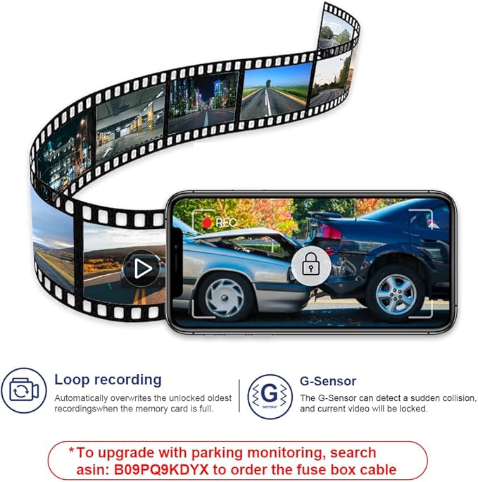 Fitcamx 4K Dash Cam Suitable for Hyundai Kona 2023 2024 2025 & Kona Electric (Part No#BE010) with Auto-Dimming, OEM Look, 2160P UHD Video, WiFi & APP, Loop Recording, G-Sensor, Plug & Play, 64GB Card