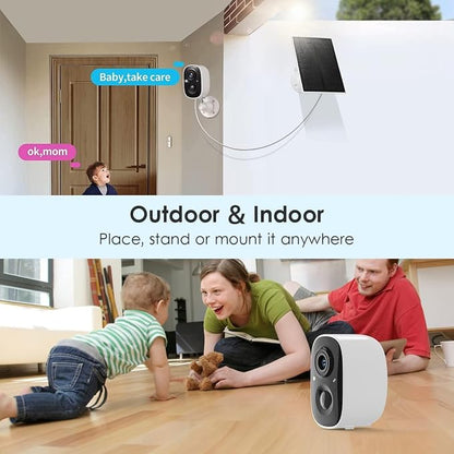 GMK 2 Pack Solar Camera System, Security Cameras Wireless Outdoor, 2K Video
