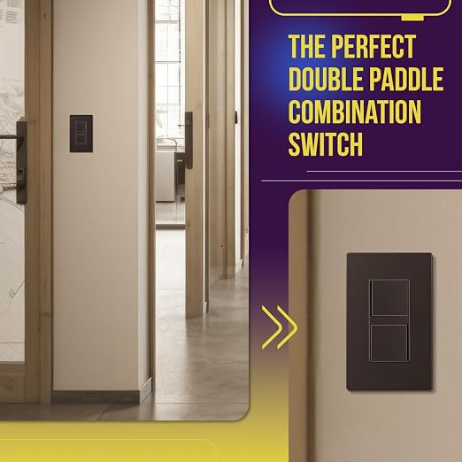 ENERLITES Brown Double Paddle Decorator Single Pole Switch, 15A, 1 Pack
