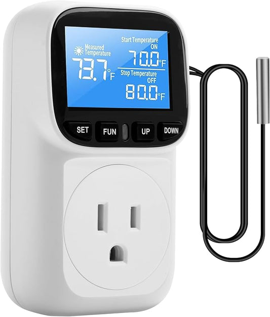 Diymore Digital Thermostat Controller, 1800W 120V/15A, -104°F to 210°F, Heating & Cooling Mode for Incubator, Greenhouse, Reptile Tank, Pool