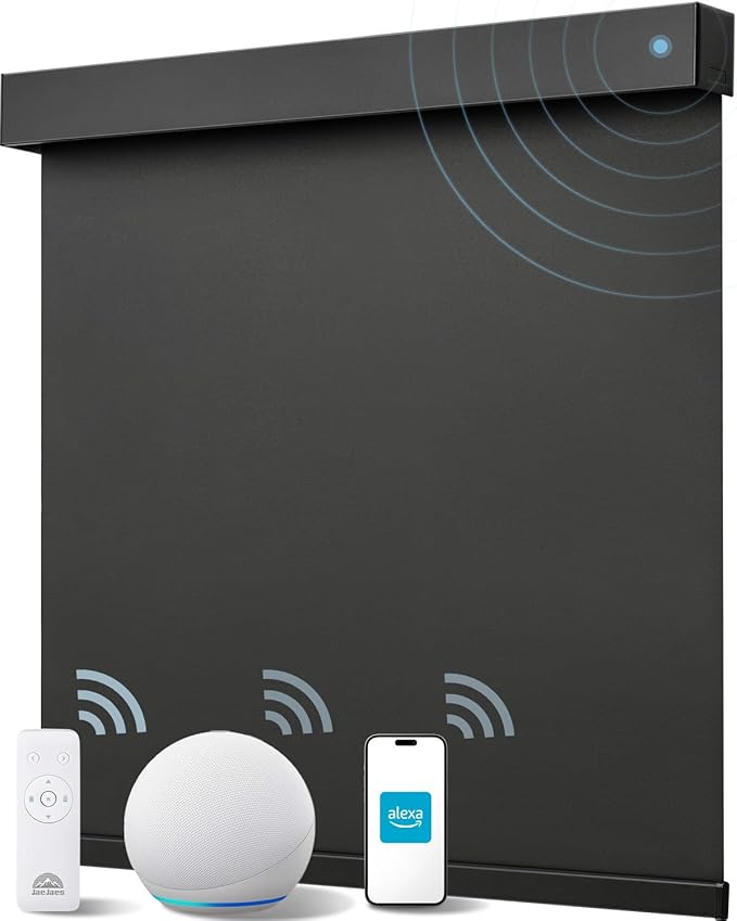 Smart Roller Shades for Windows, Alexa Blackout Motorized Blinds with Remote Control, Easy Install Automatic Electric Blinds for Indoor (72" W x 72" H, Black)