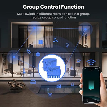 1CH Dry Contact Passive Output Wi-Fi Switch Module,Input DC 24-32V, Tuya app Remote Control Lights Gate Opener,Compatible with Alexa