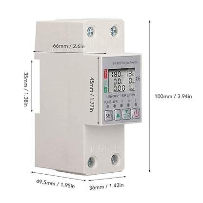 AC85-300V 63A Smart Circuit Breaker, Smart Breaker, Smart Shunt for Tuya Energy Circuit Breaker Multi Function Protector