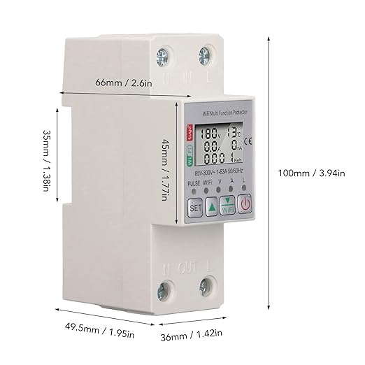AC85-300V 63A Smart Circuit Breaker, Smart Breaker, Smart Shunt for Tuya Energy Circuit Breaker Multi Function Protector