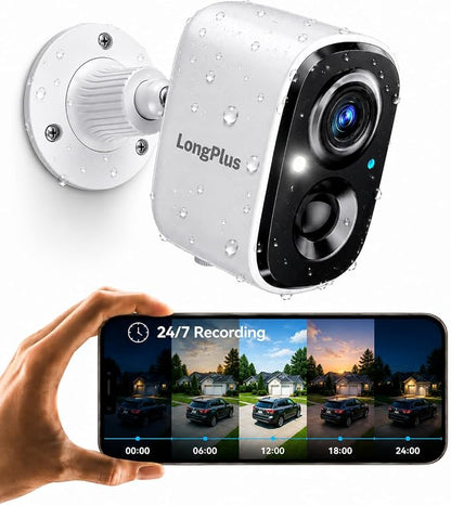 LongPlus 4K Outdoor Camera Wireless Battery Powered, WIFI6 Security Camera
