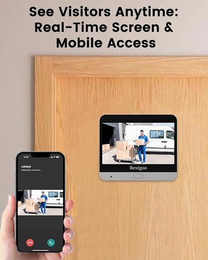 Peephole Camera, Bextgoo 2K Wireless Door Camera with Doorbell, 4.3″ Monitor, AI Motion Detection, 2‑Way Talk, 170° Viewing, Night Vision, 8000mAh Battery & 64G Card Peephole Camera for Apartment Door