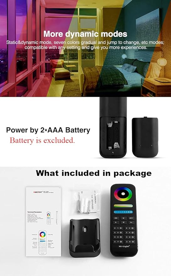LGIDTECH FUT089-B 8-Zone LED Remote Controller Black Color,Work with RGB+CCT LED Light Bulb,Downlight,Strip Controller.Not Work with FUT035 FUT036 FUT037 FUT038 FUT039