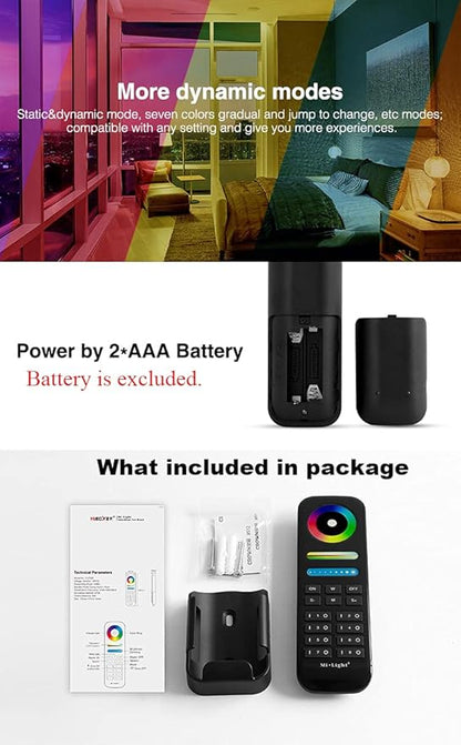 LGIDTECH FUT089-B 8-Zone LED Remote Controller Black Color,Work with RGB+CCT LED Light Bulb,Downlight,Strip Controller.Not Work with FUT035 FUT036 FUT037 FUT038 FUT039