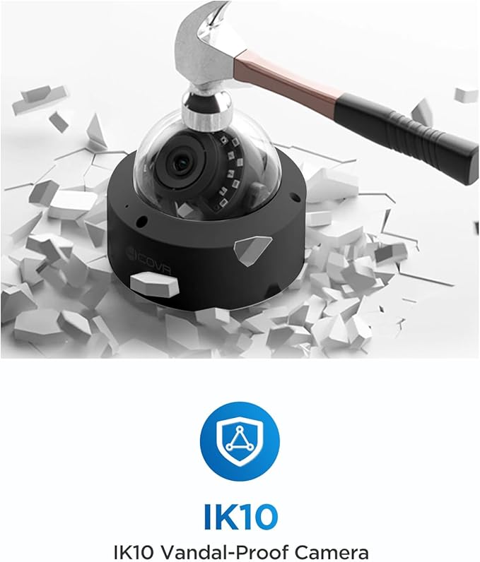 4COVR PoE 32 Channel Security Camera System AI Human Vehicle Detection, 24Pcs 5MP IK10 Vandal-Proof Dome IP Camera IP67 with Mic, 4K UHD NVR 8TB HDD, Commercial Surveillance Outdoor, LY54AB5M3224