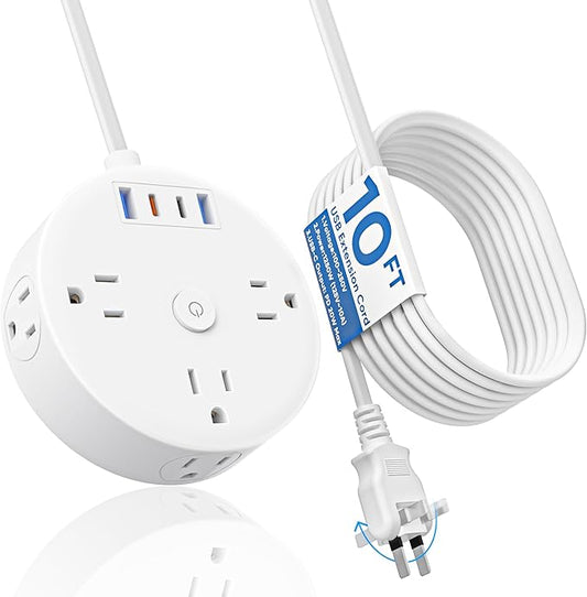 PD 20W 2 Prong Power Strip, Fast Charging Surge Protector, Yozisital 2 Prong to 3 Prong Outlet Adapter, 6 Outlets 4 USB (2 USB-C), 10FT Extension Cord with 180° Rotating Plug, Ideal for Older House