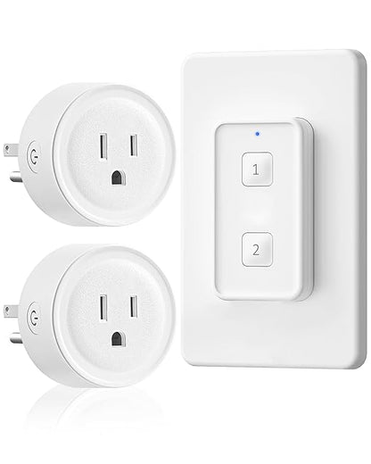 Remote Control Outlet, WILAWELS Wireless Light Switch, Expandable Remote Outlet Switch for Light, Lamps, Appliance, 100ft RF Range, FCC Listed (1 Controller + 2 Outlets) W14RC1206