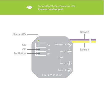 Insteon Micro On/Off Adaptor, Hidden Install Smart Home Switch - 2443-222 | 15A On/Off Smart Control, Installs Inside Fixture or Behind Any Existing Wall Switch, Hub Required for Alexa & Google Home