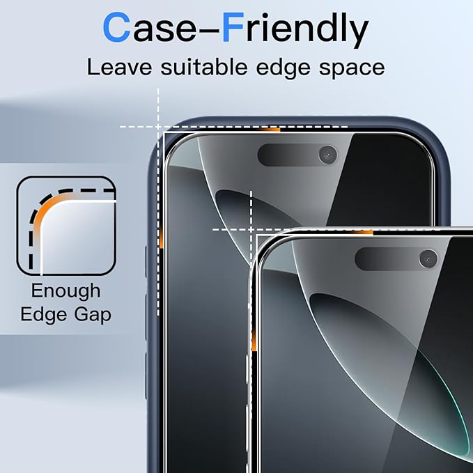 JETech Privacy Screen Protector for iPhone 16 Pro 6.3-Inch, Anti-Spy Tempered Glass Film with Easy Installation Tool, 2-Pack