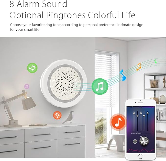 Smart Wi-Fi Siren Alarm: Wireless Strobe Siren with Sound and Light Alarm, 100dB Sounder, App Remote Control, Burglar Alarm Links with Tuya Smart Devices for Home Security & Home Automation