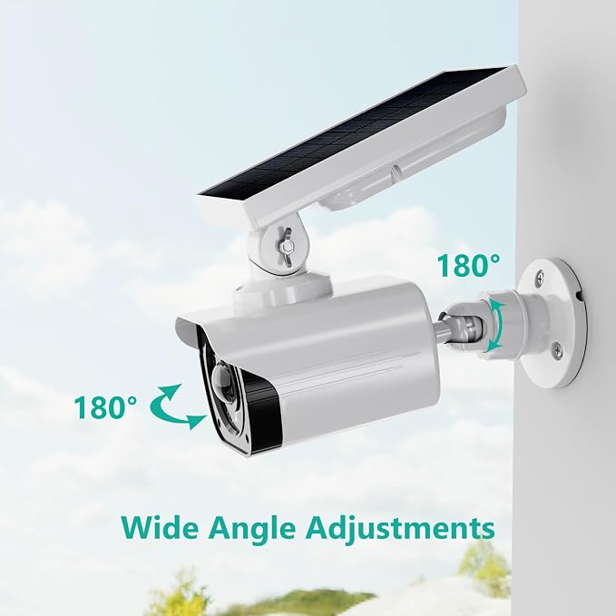 WALI Solar Powered Fake Camera with Motion Sensor Floodlight, 1 Pack, White