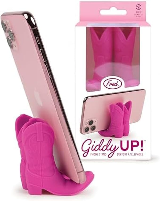 Genuine Fred Giddy UP Phone Stand, Pink, Cowboy Boot Tech Accessory, Fits Most Mobile Smartphones, Grippy Silicone, Fun Cowboy Boot Details