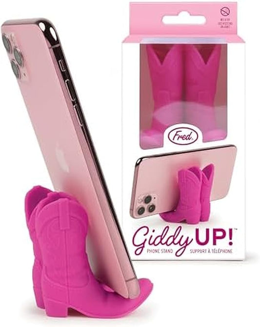 Genuine Fred Giddy UP Phone Stand, Pink, Cowboy Boot Tech Accessory, Fits Most Mobile Smartphones, Grippy Silicone, Fun Cowboy Boot Details
