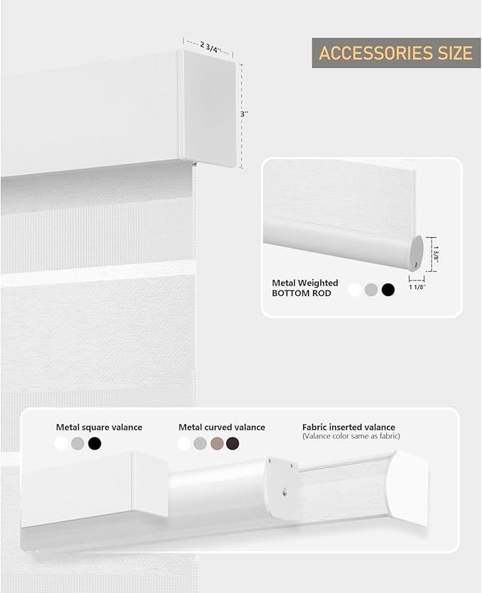 ACMEART Motorized Zebra Blinds,Smart APP & Remote Control Light Filtering Zebra Shades,Compatible with Alexa,Custom Size Electric Window Blinds for Home Office (Pure White)