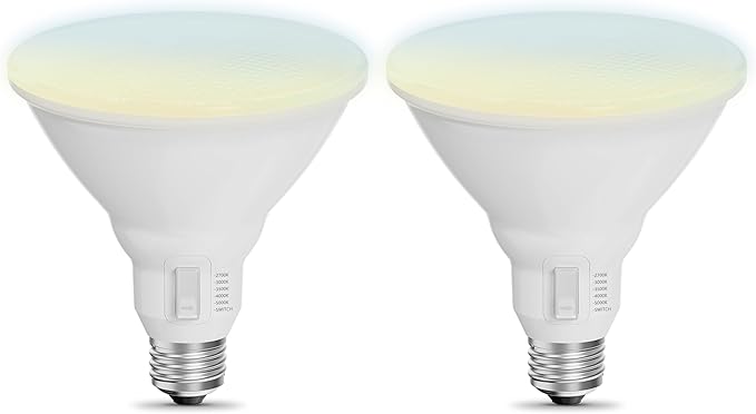 Feit Electric LED Reflector Light Bulb, Dimmable, Adjustable White 2700K–5000K, High CRI, Enhance Series, 25,000-Hour Lifetime, Indoor/Outdoor Use, 90-Watt LED